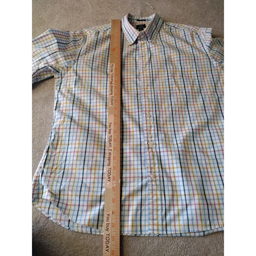J.Crew Button Down Shirt Men's XL‎ Multicolor Slim Untucked Flex Washed Casual